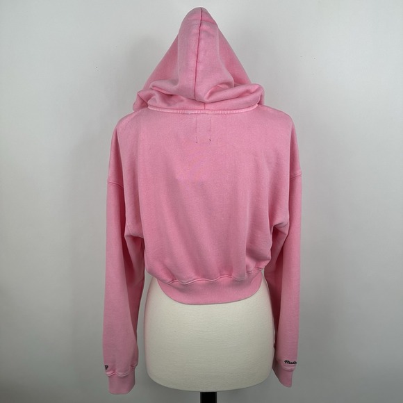 NWT GAP MadHappy Full Zip Crop Hoodie Sweatshirt MEDIUM Pink Embroidered Logo - Picture 12 of 16